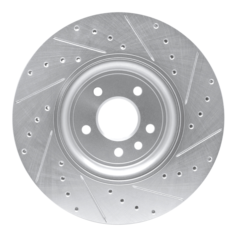 Jaguar XF Brake Rotor (1) - Front Left - R1 Concepts - Drilled & Slotted - Silver - `17-`20
